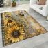 Vintage journal old with bumble bee and sunflowers area rugs carpet