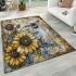 Vintage journal old with bumble bee and sunflowers area rugs carpet