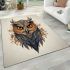 Vintage owl with ornate eye patterns emphasizing elegance illustration area rugs carpet