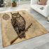 Vintage wisdom owl on world map area rugs carpet