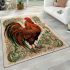 Vivid red rooster amid floral patterns area rugs carpet
