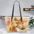 Watercolor beautiful elegant light brown horse leather tote bag