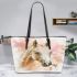 Watercolor beautiful elegant light brown horse leather tote bag