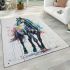 Watercolor black horse area rugs carpet