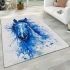 Watercolor blue horse area rugs carpet