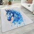 Watercolor blue horse area rugs carpet