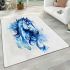 Watercolor blue horse area rugs carpet