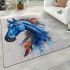 Watercolor blue horse area rugs carpet