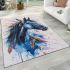 Watercolor blue horse area rugs carpet