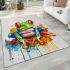 Watercolor cute cartoon red eyed tree frog area rugs carpet