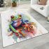 Watercolor cute cartoon red eyed tree frog area rugs carpet