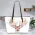 Watercolor deer with a floral crown leather totee bag