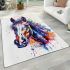 Watercolor horse colorful splashes area rugs carpet