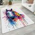 Watercolor horse colorful splashes area rugs carpet