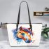 Watercolor horse head leather tote bag