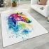 Watercolor horse in rainbow colors area rugs carpet