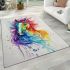 Watercolor horse in rainbow colors area rugs carpet