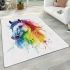 Watercolor horse in rainbow colors area rugs carpet