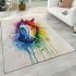 Watercolor horse in rainbow colors area rugs carpet