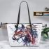 Watercolor horse native american headband feathers in hair leather tote bag