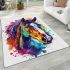 Watercolor illustration colorful horse head area rugs carpet