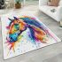 Watercolor illustration colorful horse head area rugs carpet