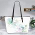 Watercolor pastel colorful light green leather tote bag