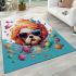 Whimsical canine splash dog in colorful paint pool area rugs carpet