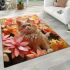 Whimsical cat in the blossom garden area rugs carpet