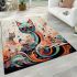 Whimsical cat on colorful ship painting area rugs carpet