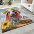 Whimsical dog in the meadow area rugs carpet