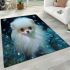 Whimsical dog surrounded by colorful bubbles area rugs carpet