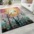 Whimsical easter celebration birds and trees area rugs carpet