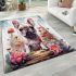 Whimsical frenchie in the mushroom forest area rugs carpet