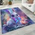 White bunny with blue eyes area rugs carpet