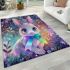 White bunny with blue eyes area rugs carpet