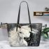 White horse acrylic painting leather tote bag