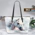 White horse head leather tote bag