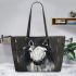 White horse painting leather tote bag