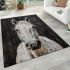 White horse painting area rugs carpet