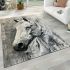 White horse painting area rugs carpet