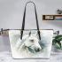 White horse portrait with smoke around leather tote bag