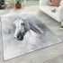 White horse smoke background area rugs carpet