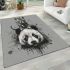 White panda head with kitten on top area rugs carpet