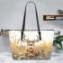 Whitetail deer buck standing in tall grass with daisies leather totee bag