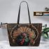 Wild turkey with dream catcher leather tote bag