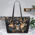 Wilds animals with dream catcher leather tote bag