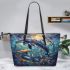 Wilds ocean animals with dream catcher leather tote bag