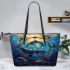 Wilds ocean animalswith dream catcher leather tote bag