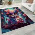 Wine themed owl with glasses area rugs carpet